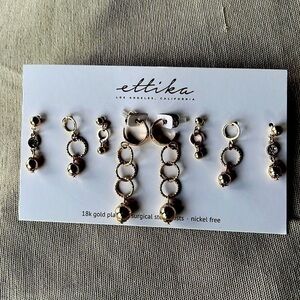 🆕ettika Los Angeles Classic 4 Pairs Graduated Hoop Gold Earrings*Great Giveaway